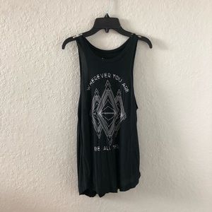 Black Slogan Tank Top
